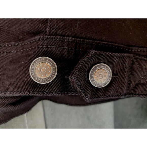 Copper Rivet Ripped Black Denim Jacket Size Men's Small S Very Good FREE SHIP!! - Picture 6 of 7